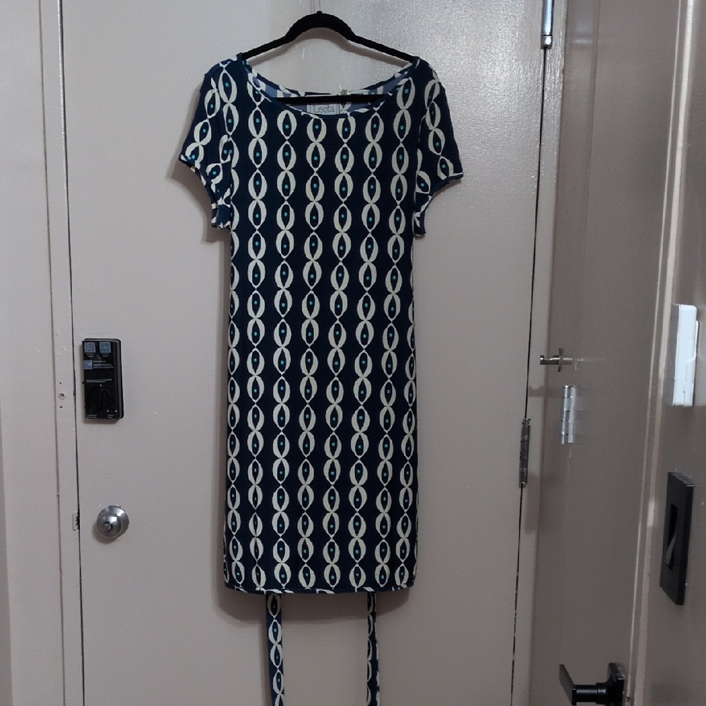 NWT Leota Navy and Cream Dress, Size XL